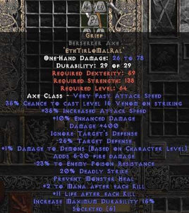 Grief Berserker Axe - 35-39% IAS & 400 Damage - Europe Non-Ladder