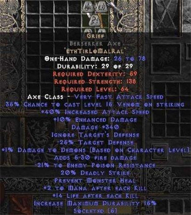 Grief Berserker Axe - 40% IAS & 340-359 Damage - Europe Non-Ladder