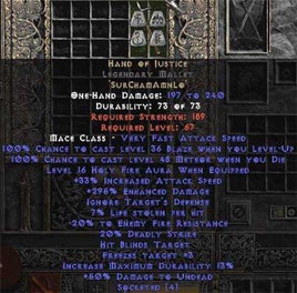 Hand of Justice Legendary Mallet - 280-329% ED - Europe Non-Ladder