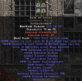 Hand of Justice Legendary Mallet - 345% ED - Perfect - Europe Non-Ladder