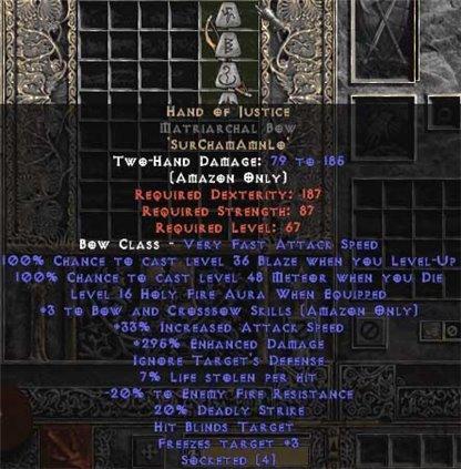 Hand of Justice Matriarchal Bow - 280-329% ED - Europe Non-Ladder