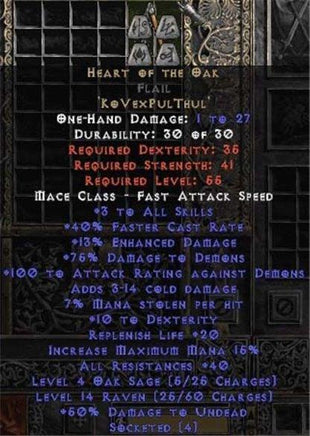 Heart of the Oak Flail - 40 Res - Perfect - Europe Non-Ladder