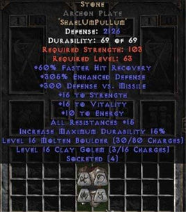 Stone Archon Plate - 305% ED - Perfect - East Non-Ladder