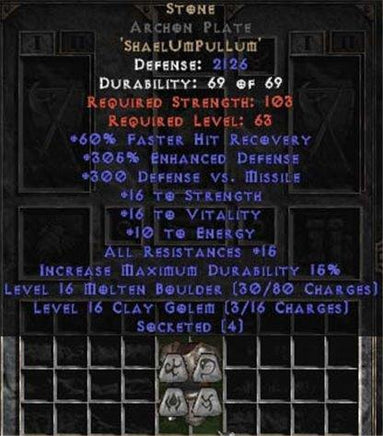 Stone Archon Plate - 305% ED - Perfect - Europe Non-Ladder