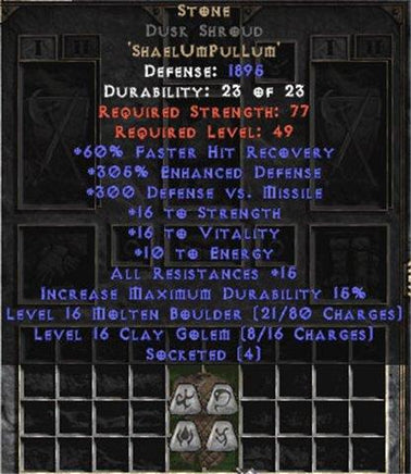 Stone Dusk Shroud - 305% ED - Perfect - East Non-Ladder