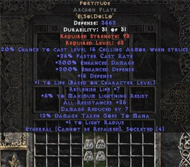 Fortitude Archon Plate - Eth Bugged - 25-29 Res & 1-1.375 Life - Europe Non-Ladder