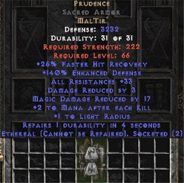 Prudence Sacred Armor - Eth Bugged - 140-169% ED & 25-34 Res - Europe Non-Ladder