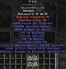 Stone Archon Plate - Eth Bugged - 250-269% ED - East Non-Ladder