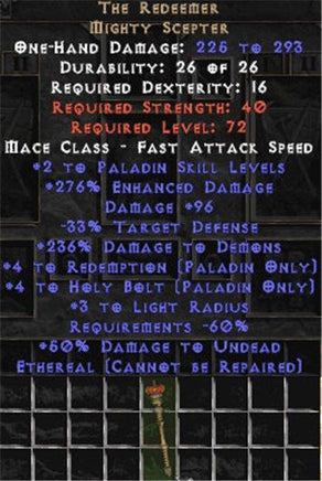 The Redeemer - Ethereal - +4Red/+4HB/275+ ED - East Non-Ladder