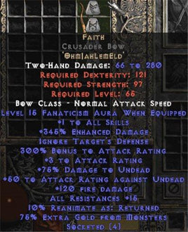 Faith Crusader Bow - 1 Skill & 15 Fanat - Europe Non-Ladder