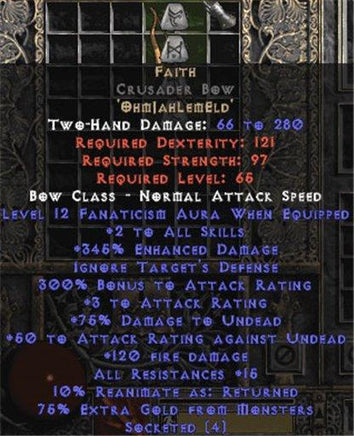 Faith Crusader Bow - 2 Skill & 12-14 Fanat - Europe Non-Ladder