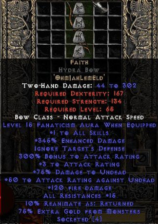 Faith Hydra Bow - 1 Skills & 15 Fanat - Europe Non-Ladder