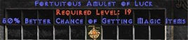 Fortuitous Amulet of Luck - 50% MF - Perfect - Europe Non-Ladder