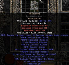 Fortitude Berserker Axe - 25-29 Res & 1-1.375 Life - Europe Non-Ladder