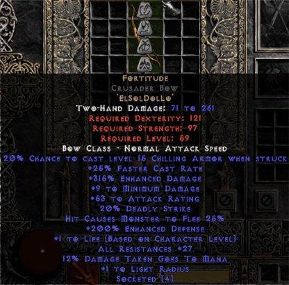 Fortitude Crusader Bow - 25-29 Res & 1-1.375 Life - Europe Non-Ladder