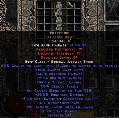 Fortitude Crusader Bow - 30 Res & 1-1.375 Life - Europe Non-Ladder