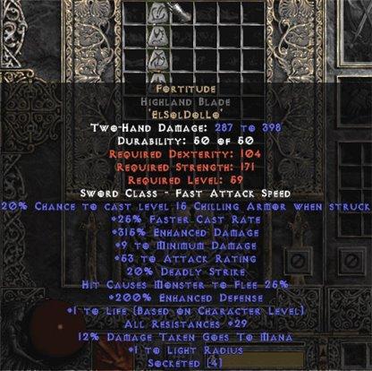 Fortitude Highland Blade - 25-29 Res & 1.5 Life - Europe Non-Ladder