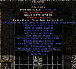 Fortitude Phase Blade - 30 Res & 1-1.375 Life - Europe Non-Ladder