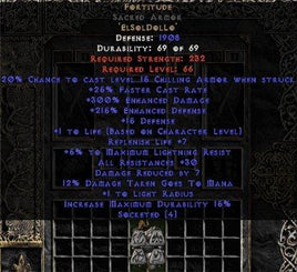 Fortitude Sacred Armor - 30 Res & 1-1.375 Life - Europe Non-Ladder