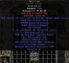 Fortitude Sacred Armor - 25-29 Res & 1-1.375 Life - Europe Non-Ladder