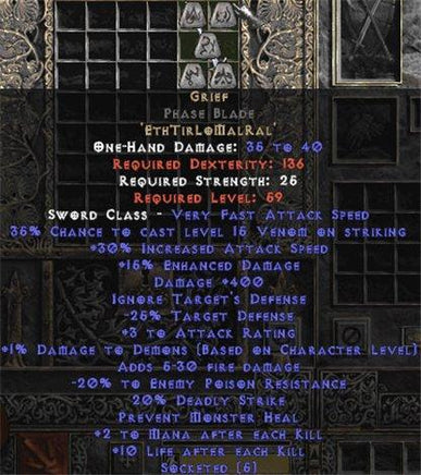 Grief Phase Blade - 30-34% IAS & 400 Damage - Europe Non-Ladder