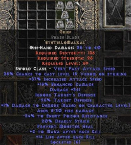 Grief Phase Blade - 35-39% IAS & 340-369 Damage - Europe Non-Ladder