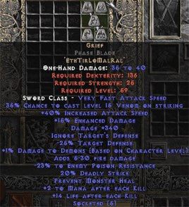 Grief Phase Blade - 40% IAS & 340-359 Damage - Europe Non-Ladder