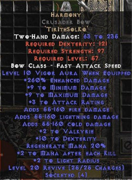 Harmony Crusader Bow - 260-289% ED & 6 Valk - Europe Non-Ladder