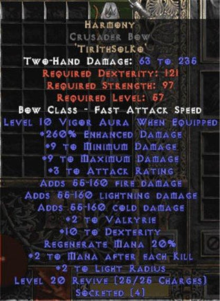 Harmony Crusader Bow - 260-289% ED & 6 Valk - Europe Non-Ladder