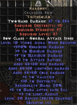 Harmony Crusader Bow - 290% ED & 6 Valk - Perfect - Europe Non-Ladder