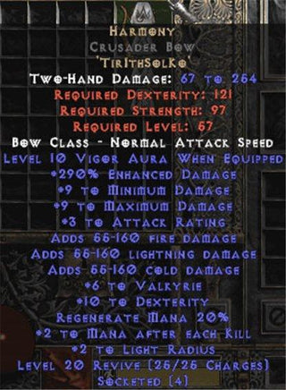 Harmony Crusader Bow - 290% ED & 2-5 Valk - Europe Non-Ladder