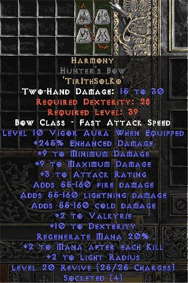 Harmony Hunter's Bow - 245-274% ED & 2-5 Valk - Europe Non-Ladder