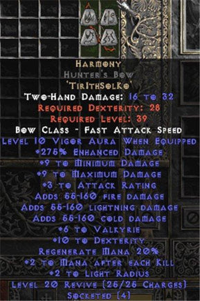 Harmony Hunter's Bow - 275% ED & 6 Valk - Perfect - Europe Non-Ladder