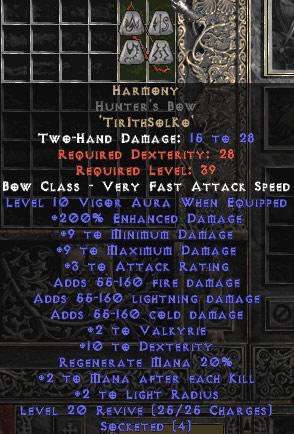 Harmony Hunter's Bow - 200-244% ED & 2-5 Valk - Europe Non-Ladder