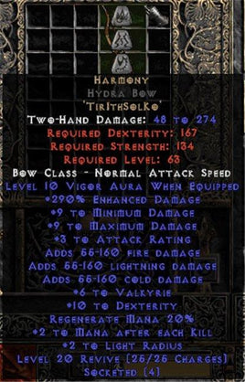 Harmony Hydra Bow - 290% ED & 6 Valk - Perfect - Europe Non-Ladder