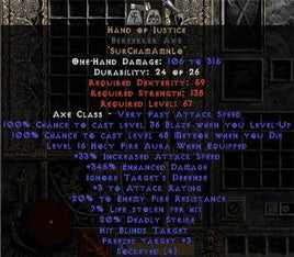 Hand of Justice Berserker Axe - 345% ED - Perfect - Europe Non-Ladder