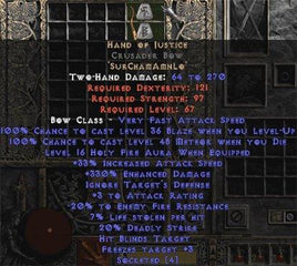 Hand of Justice Crusader Bow - 330-344% ED - Europe Non-Ladder