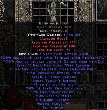 Hand of Justice Grand Matron Bow - 330-344% ED - Europe Non-Ladder