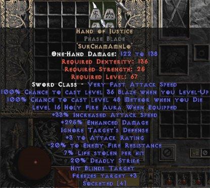 Hand of Justice Phase Blade - 280-329% ED - Europe Non-Ladder