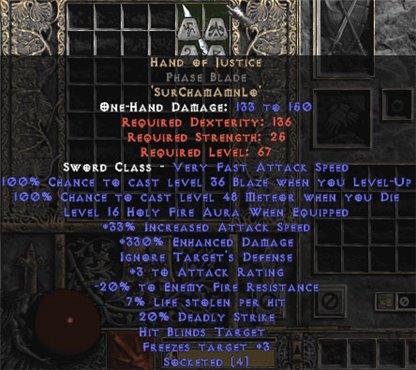 Hand of Justice Phase Blade - 330-344% ED - Europe Non-Ladder