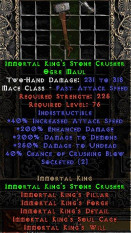 Immortal King's Stone Crusher - 40% CB - Perfect - Europe Non-Ladder