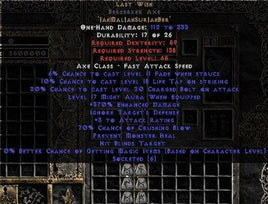 Last Wish Berserker Axe - 330-374% ED & 70% CB - Europe Non-Ladder