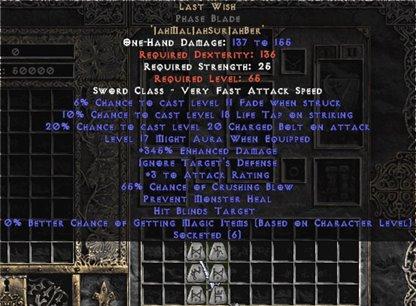 Last Wish Phase Blade - 330-374% ED & 65-69% CB - Europe Non-Ladder