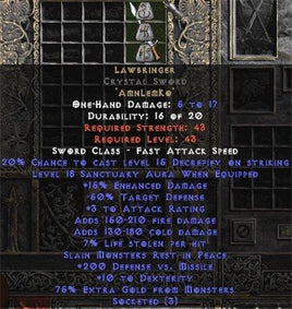 Lawbringer Crystal Sword - 18 Sanctuary & 200-249 DvM - Europe Non-Ladder