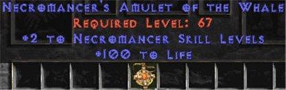 Necromancer Amulet - 2 All Necro Skills & 100 Life - Europe Non-Ladder