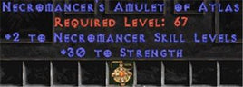 Necromancer Amulet - 2 All Necro Skills & 30 Str - Europe Non-Ladder