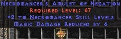 Necromancer Amulet - 2 All Necro Skills & 6 MDR - Europe Non-Ladder