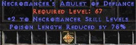 Necromancer Amulet - 2 All Necro Skills & 75% PLR - Europe Non-Ladder