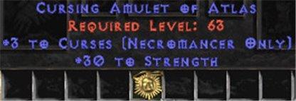 Necromancer Amulet - 3 Curses & 30 Str - Europe Non-Ladder