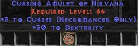 Necromancer Amulet - 3 Curses & 30 Dex - Europe Non-Ladder